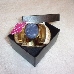 BAJALIA ~ Large Stunning Bone Bracelet With Blue Center Stone NWB